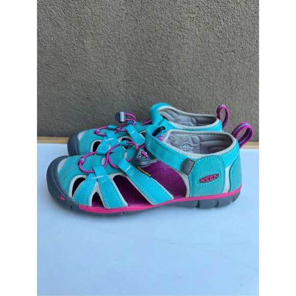 Keen Seacamp Girls Size 3 Water Sandals Teal Pink Hiking Outdoor Shoes - Picture 5 of 8